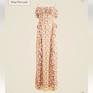 NWT JCREW Collection cascading ruffle dress sunset rose block print sz 4 Easter